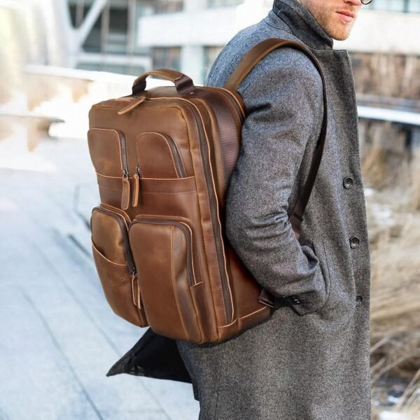 Full Grain Leather Laptop Backpack - Image 3